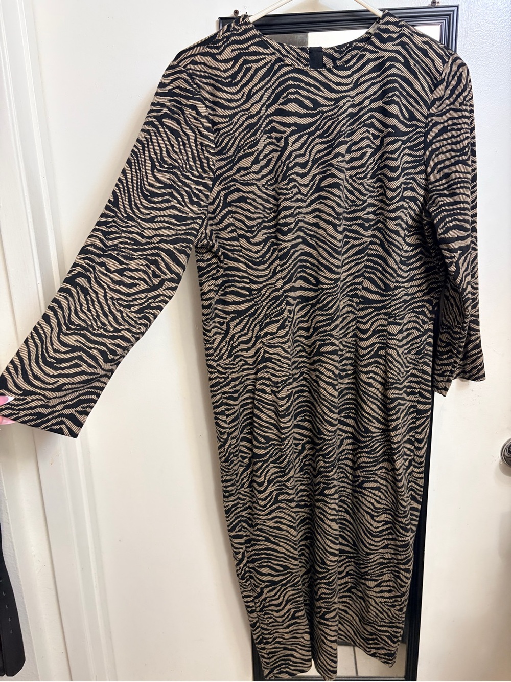 Zebra Print Mid Sleeve Dress